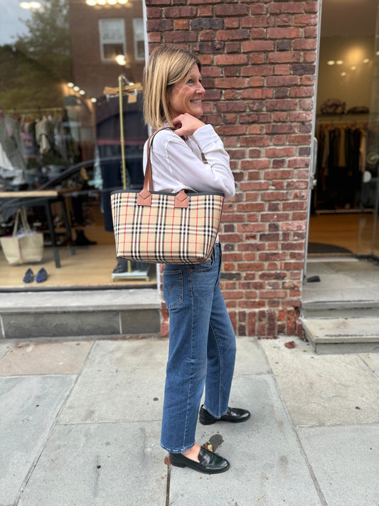 BURBERRY Heritage Check Tote Bag/OS