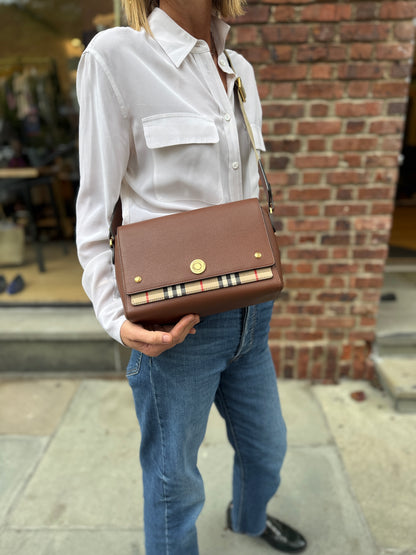 BURBERRY Note Calfskin Leather Vintage Crossbody Bag/OS