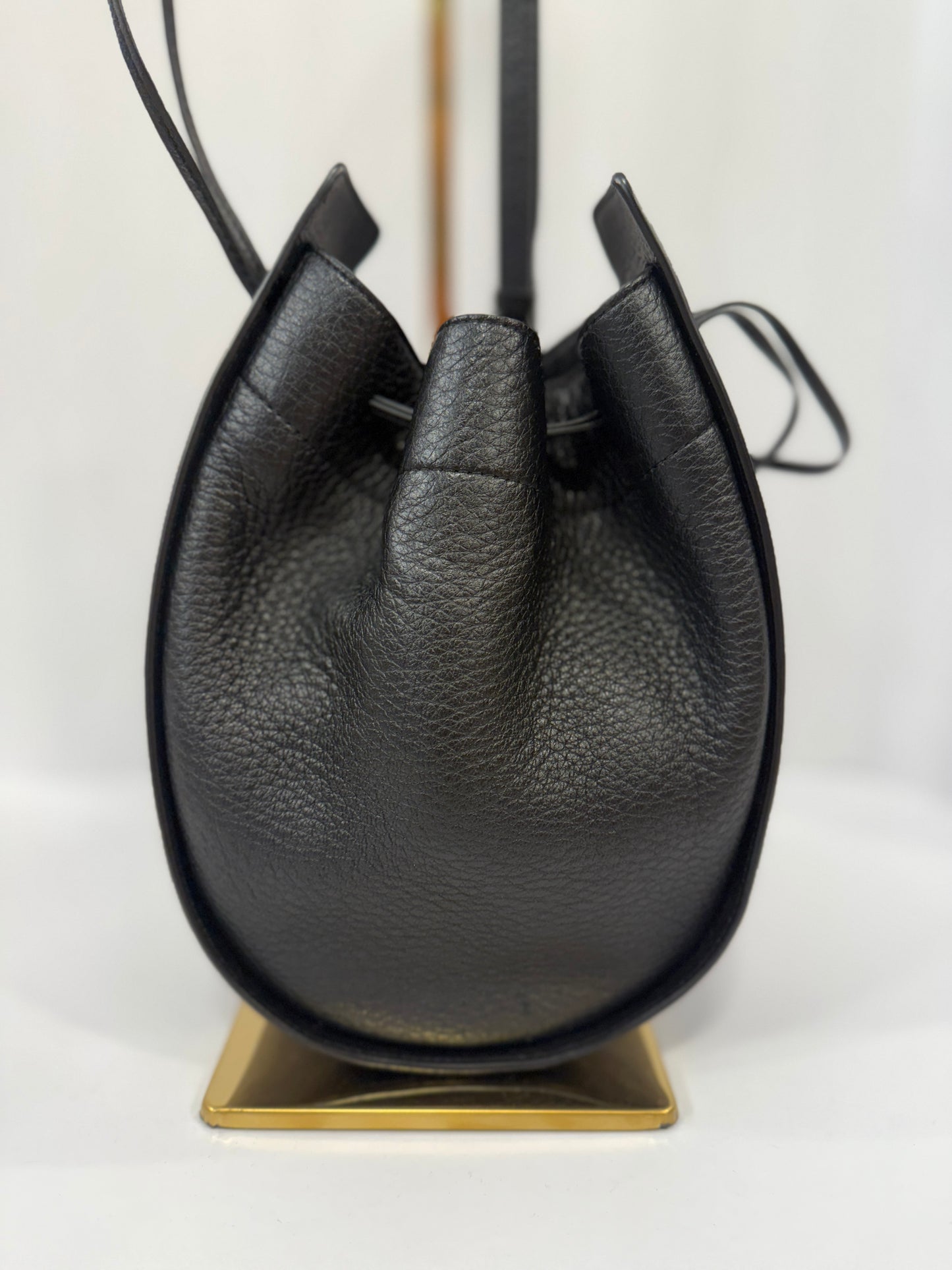 THE ROW Black Drawstring Leather Pouch / OS