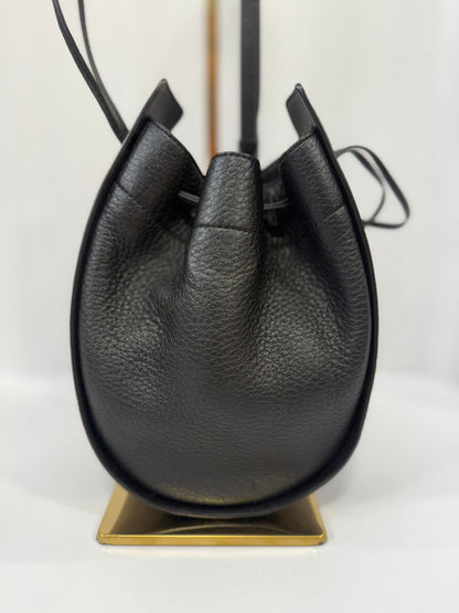 THE ROW Black Drawstring Leather Pouch / OS