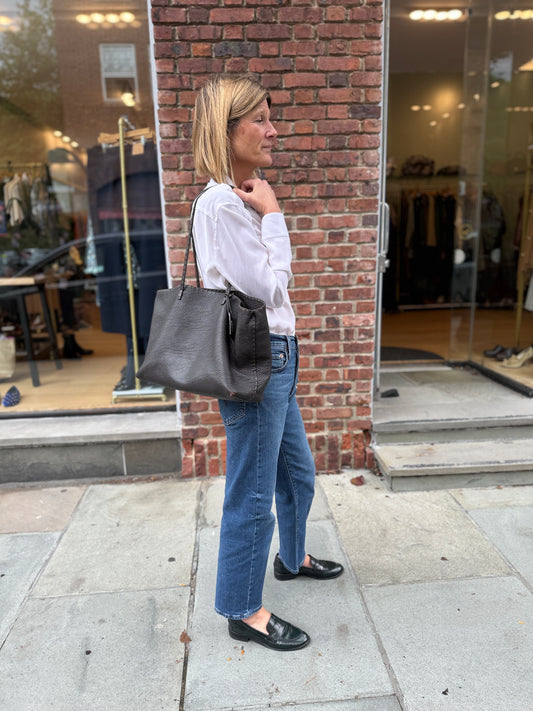 FENDI Selleria Leather Brown Stitch Tote Bag