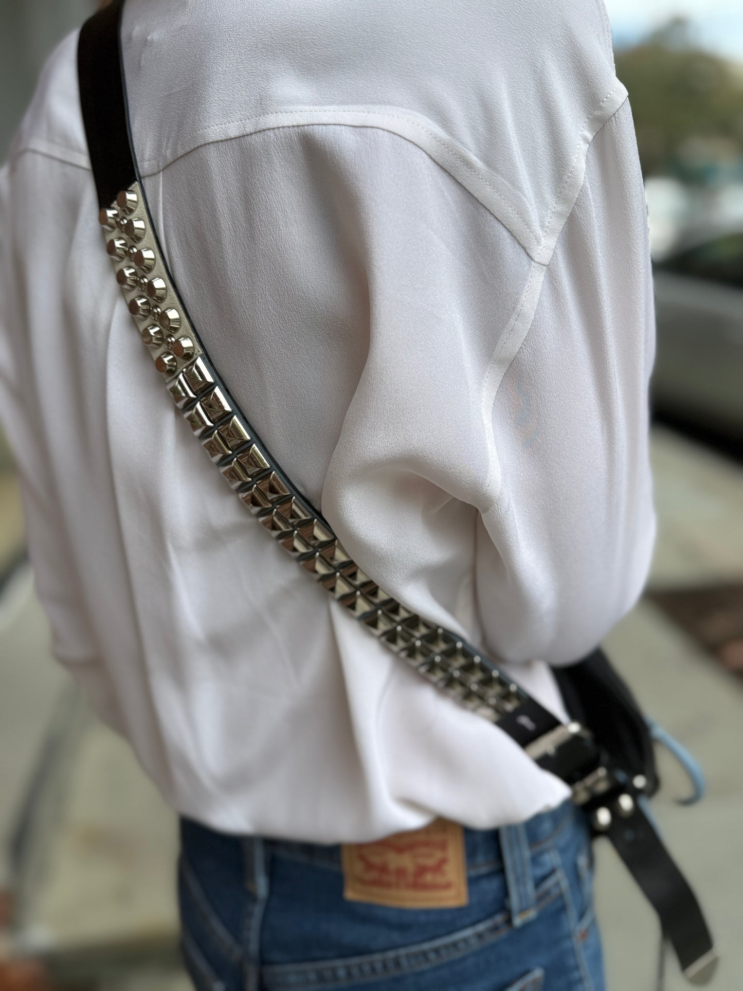 PRADA Tessuto Nylon Studded Shoulder Bag