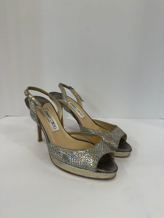 JIMMY CHOO Sparly High Heel Sandals / 7-EU37