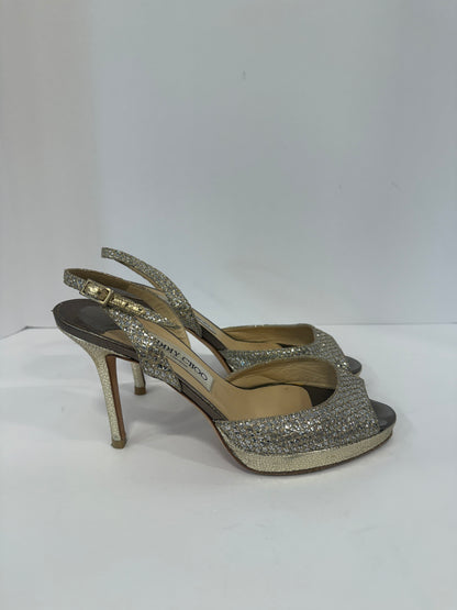 JIMMY CHOO Sparly High Heel Sandals / 7-EU37