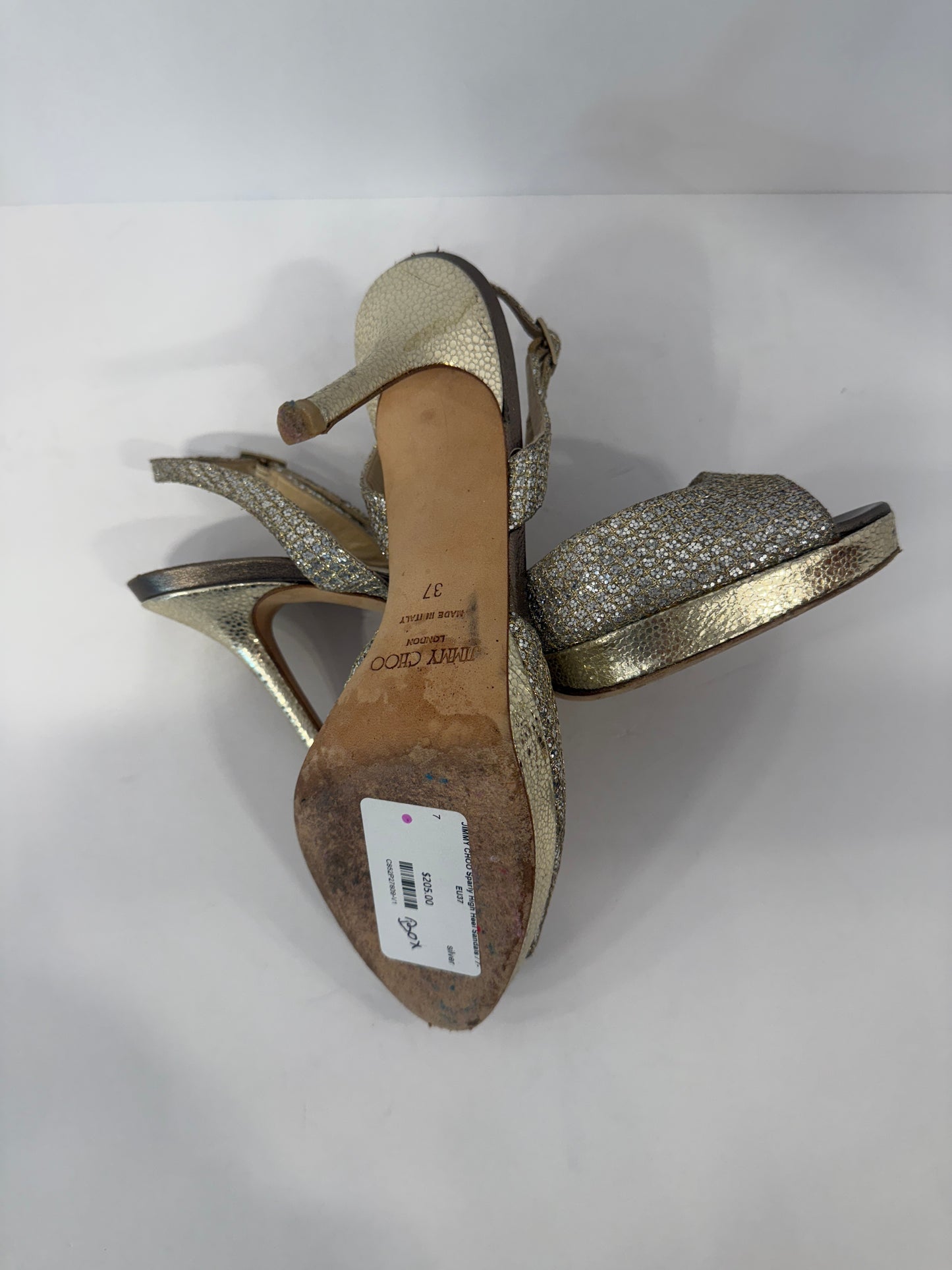 JIMMY CHOO Sparly High Heel Sandals / 7-EU37