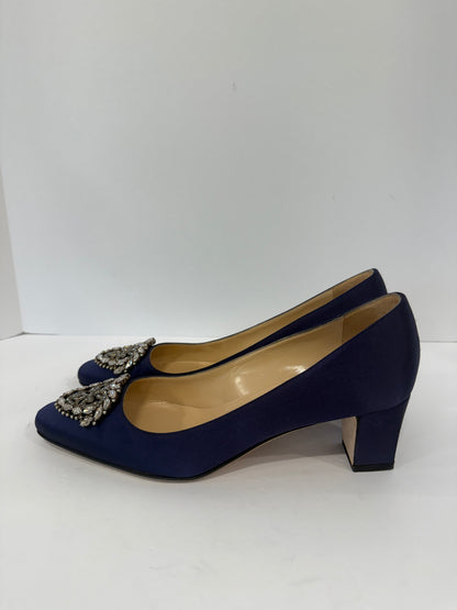 MANOLO BLAHNIK Satin Block Heel Pump / 8-EU38