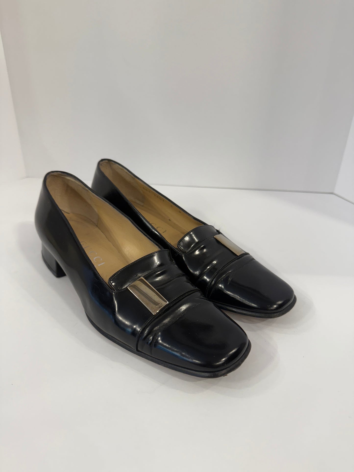 GUCCI Square Leather Flat Loaffers/ US 6-EU36