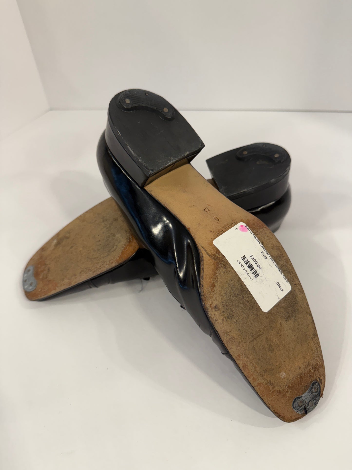 GUCCI Square Leather Flat Loaffers/ US 6-EU36