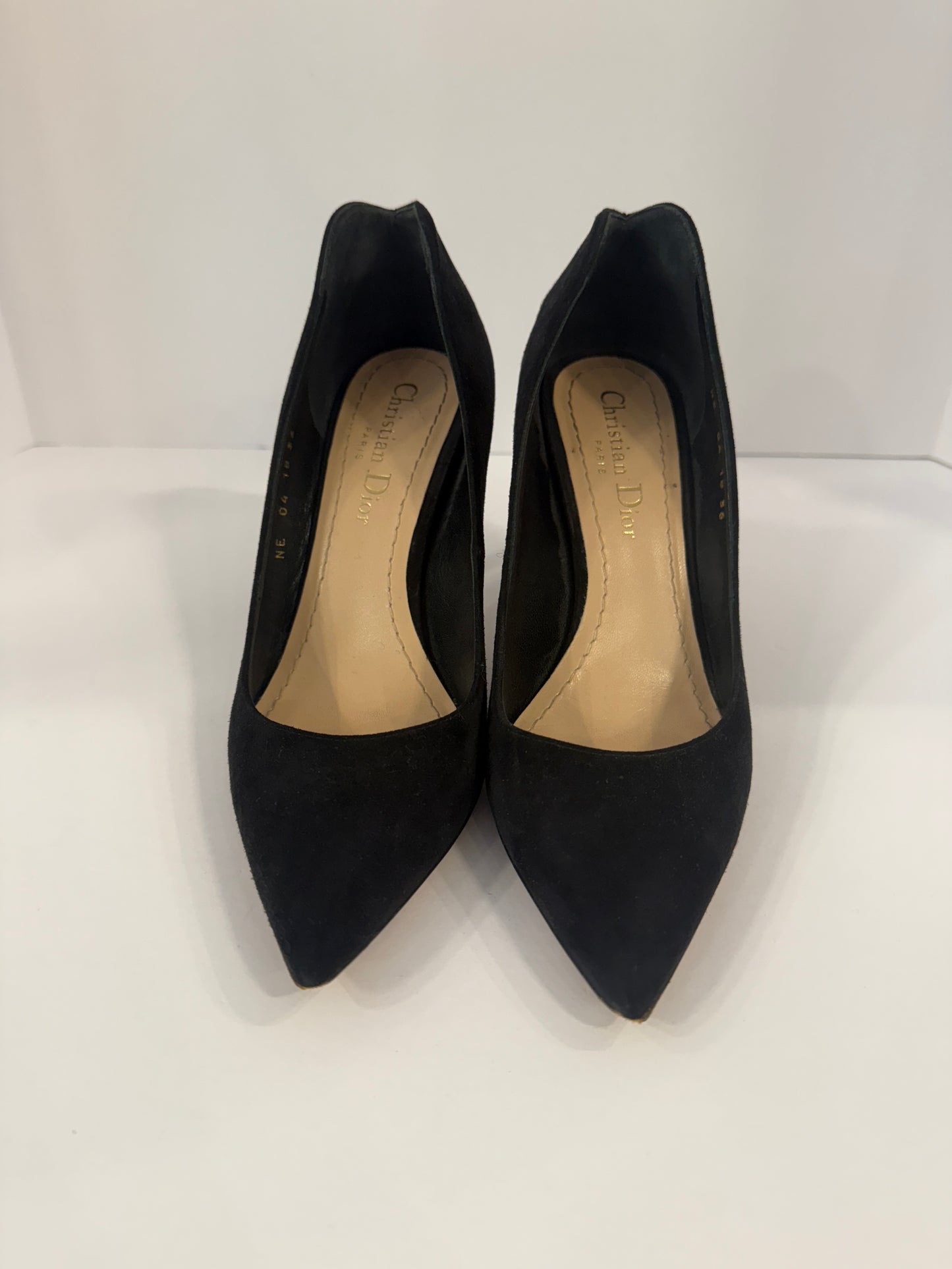 CHRISTIAN DIOR Black Suede Gold Heart Pump / US6- 36EUR