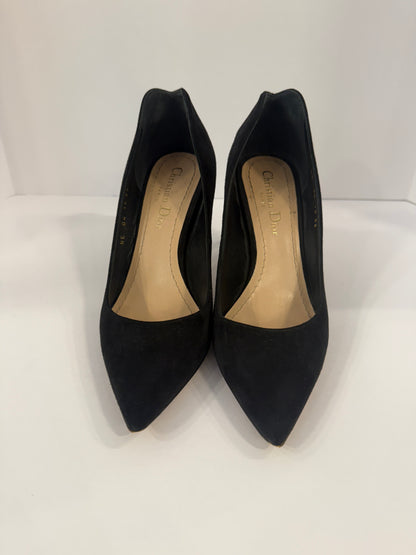 CHRISTIAN DIOR Black Suede Gold Heart Pump / US6- 36EUR