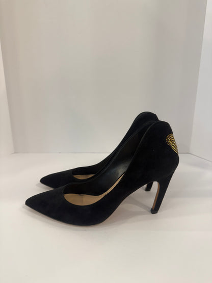 CHRISTIAN DIOR Black Suede Gold Heart Pump / US6- 36EUR
