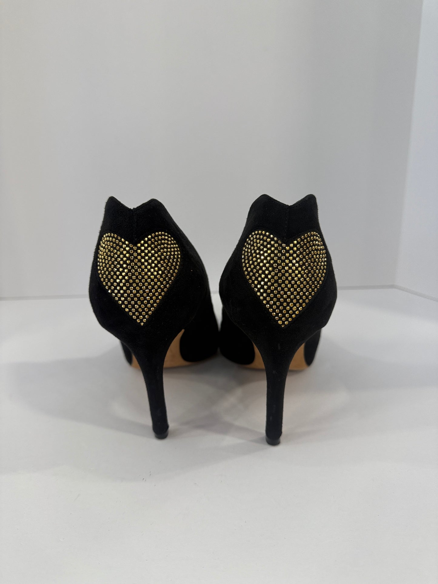 CHRISTIAN DIOR Black Suede Gold Heart Pump / US6- 36EUR