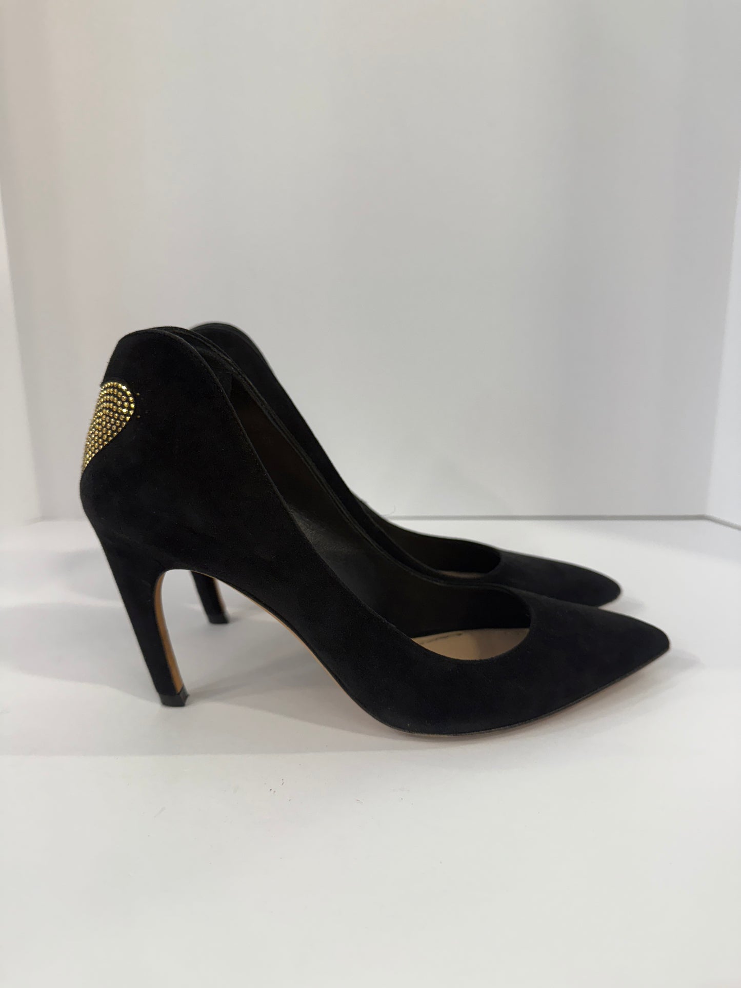 CHRISTIAN DIOR Black Suede Gold Heart Pump / US6- 36EUR