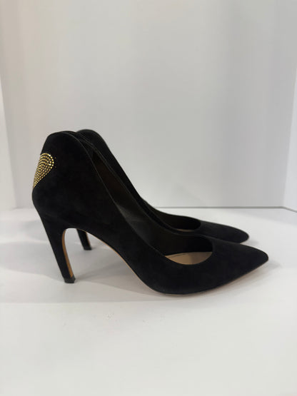 CHRISTIAN DIOR Black Suede Gold Heart Pump / US6- 36EUR