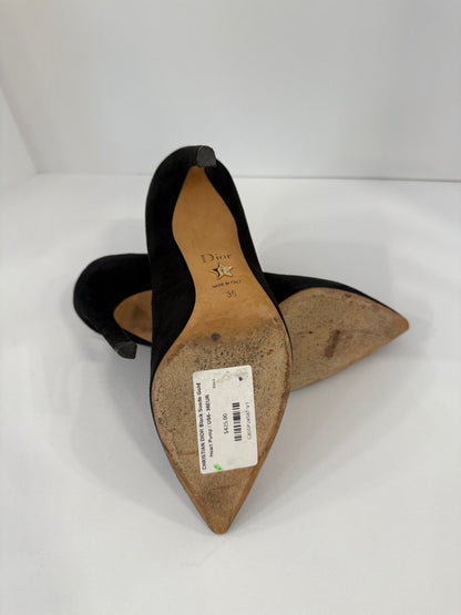 CHRISTIAN DIOR Black Suede Gold Heart Pump / US6- 36EUR