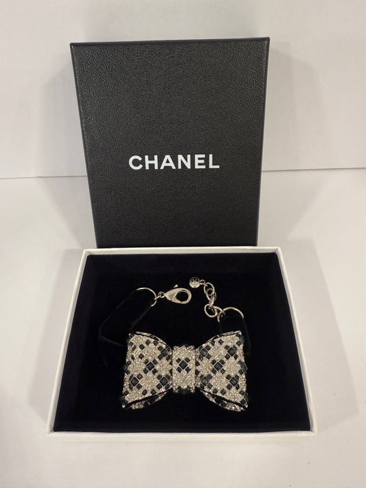 CHANEL Crystal and Velvet Bow Bracelet