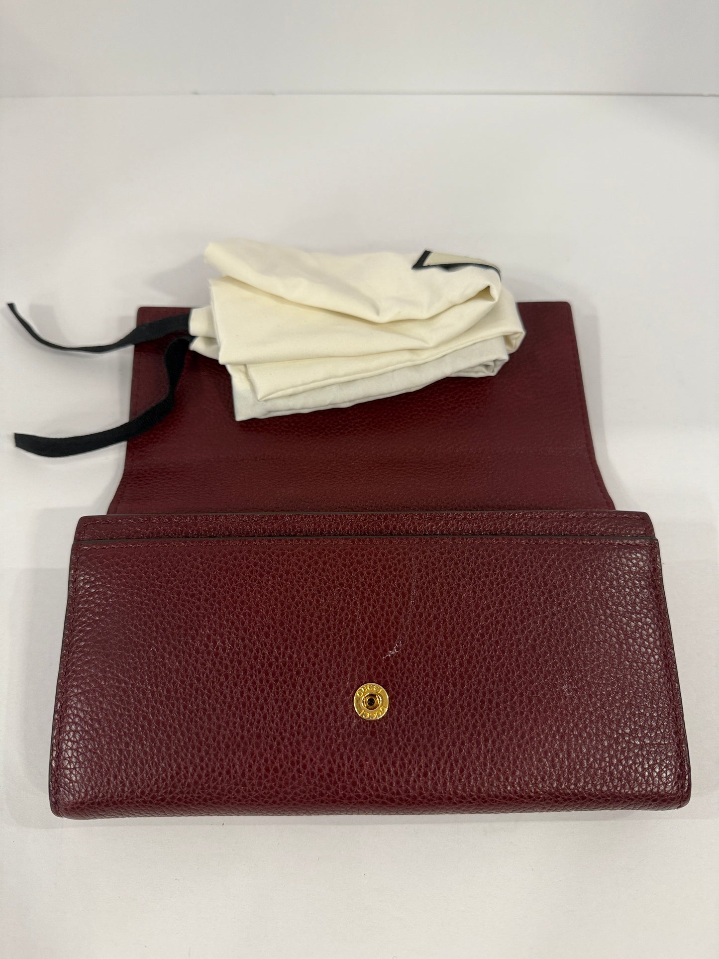 GUCCI Interlocking G Burgundy Leather Long Wallet