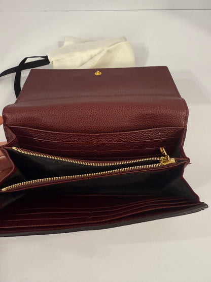 GUCCI Interlocking G Burgundy Leather Long Wallet