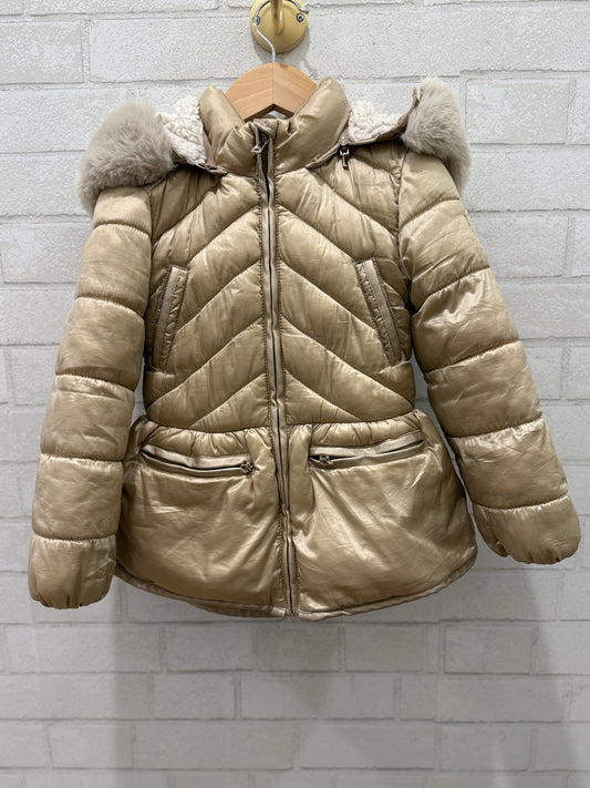 MAYORAL Faux Fur Gold Coat/ 5Y