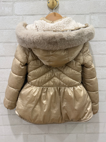 MAYORAL Faux Fur Gold Coat/ 5Y