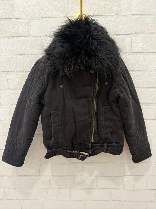 BELLA DAHL Denim Jacket With Collar Faux Fur/ 6Y