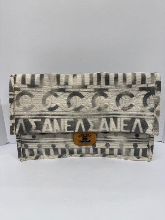 CHANEL Large Canvas Iliad Flap Clutch / OS