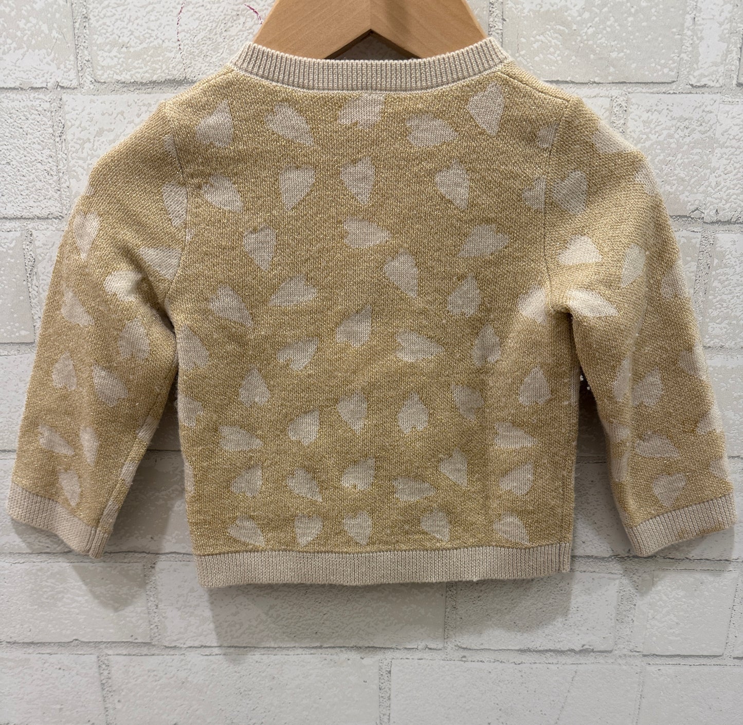 BONPOINT Button Up Cardigan With Hearts/ 18M