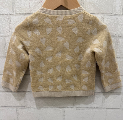 BONPOINT Button Up Cardigan With Hearts/ 18M