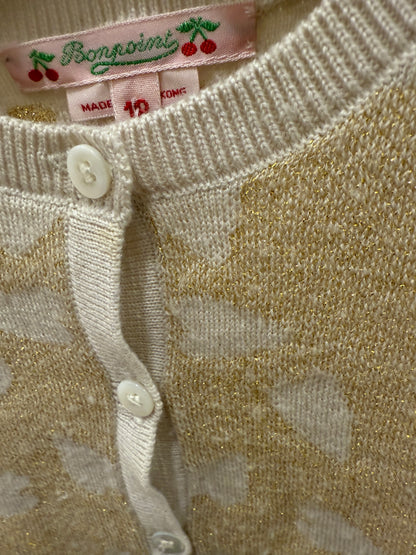 BONPOINT Button Up Cardigan With Hearts/ 18M