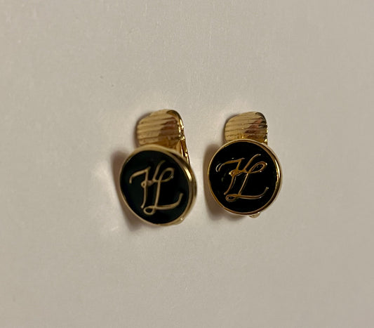 NO BRAND Vintage Initial Clip-On Earrings
