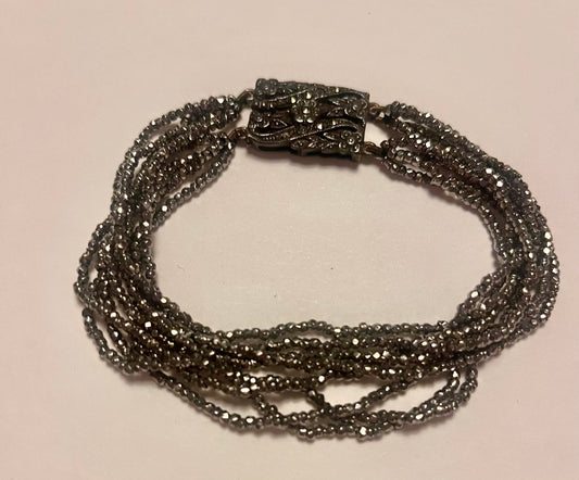 NO BRAND Silver Multi-Strand Beaded Bracelet Decorative Strap