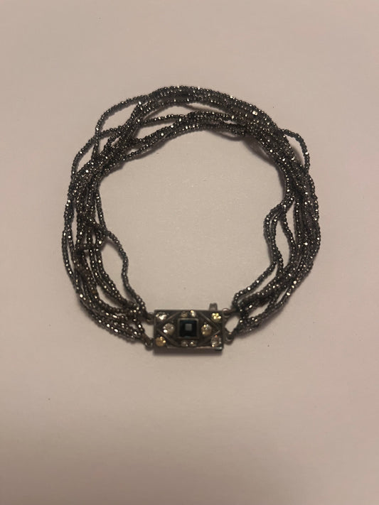 NO BRAND Silver Multi-Strand Beaded Bracelet Decorative Strap