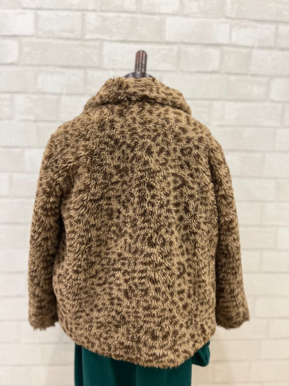 BONTON Leopard Faux Fur Coat / 6Y