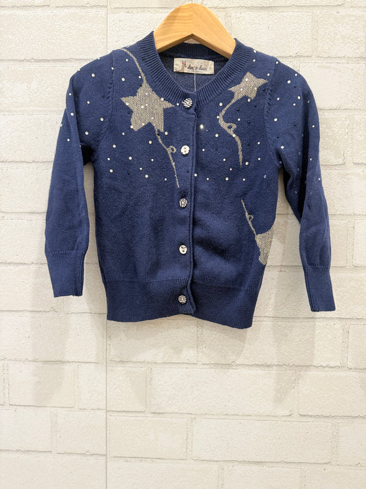DOE A DEAR Button Up Cardigan With Stars/ 2Y