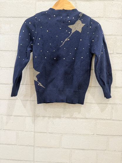 DOE A DEAR Button Up Cardigan With Stars/ 2Y