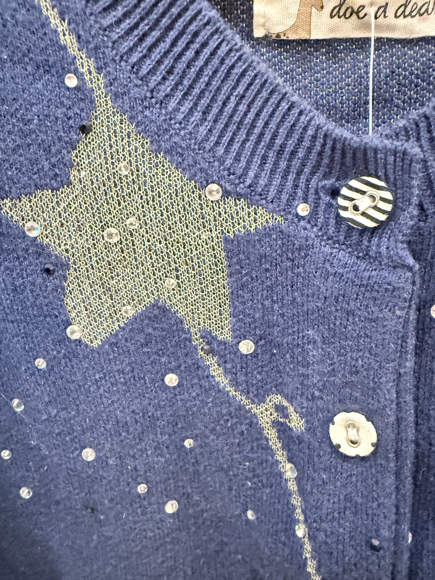 DOE A DEAR Button Up Cardigan With Stars/ 2Y
