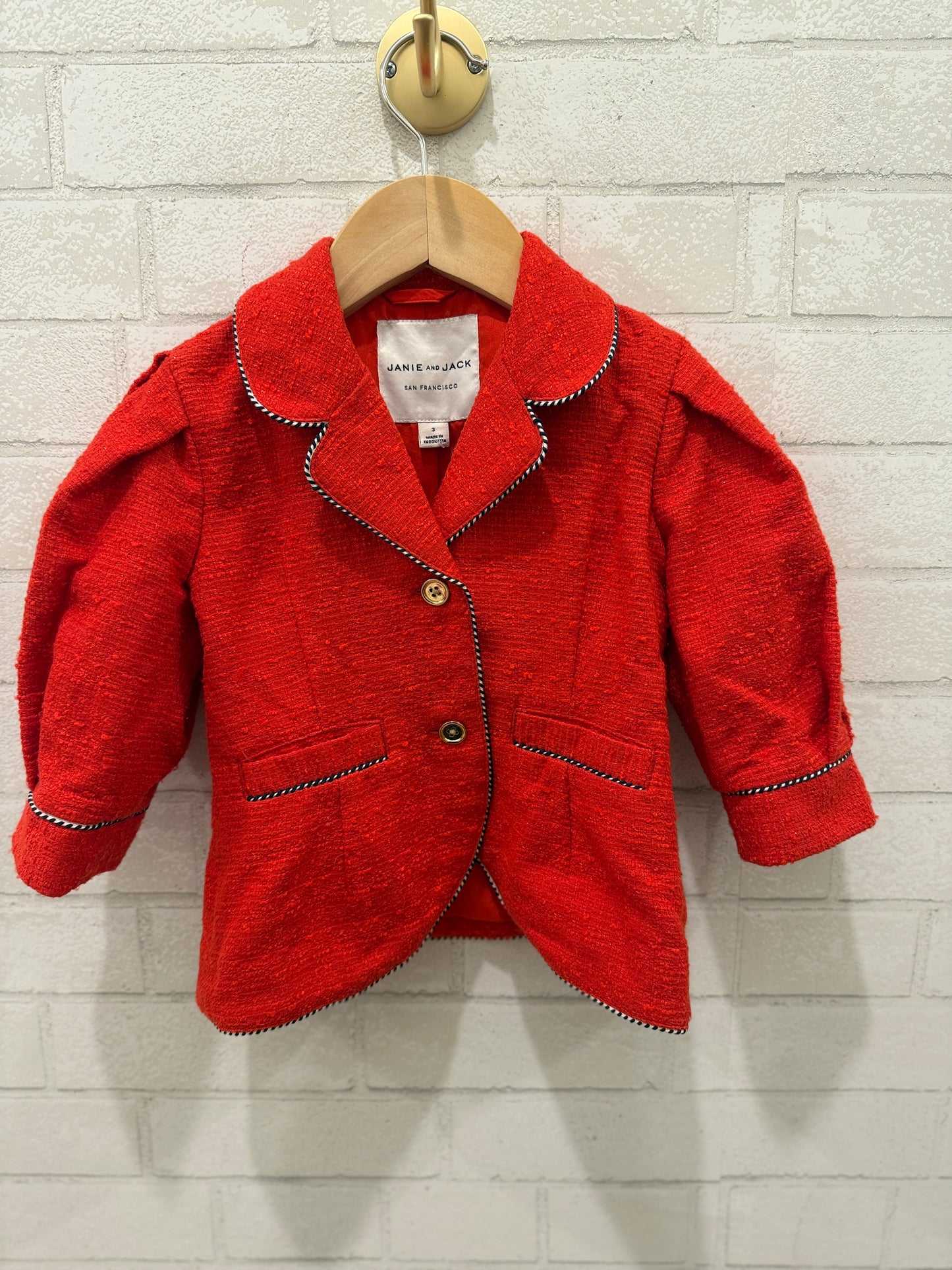 JANIE AND JACK Tweed Puff Sleve Jacket / 3Y