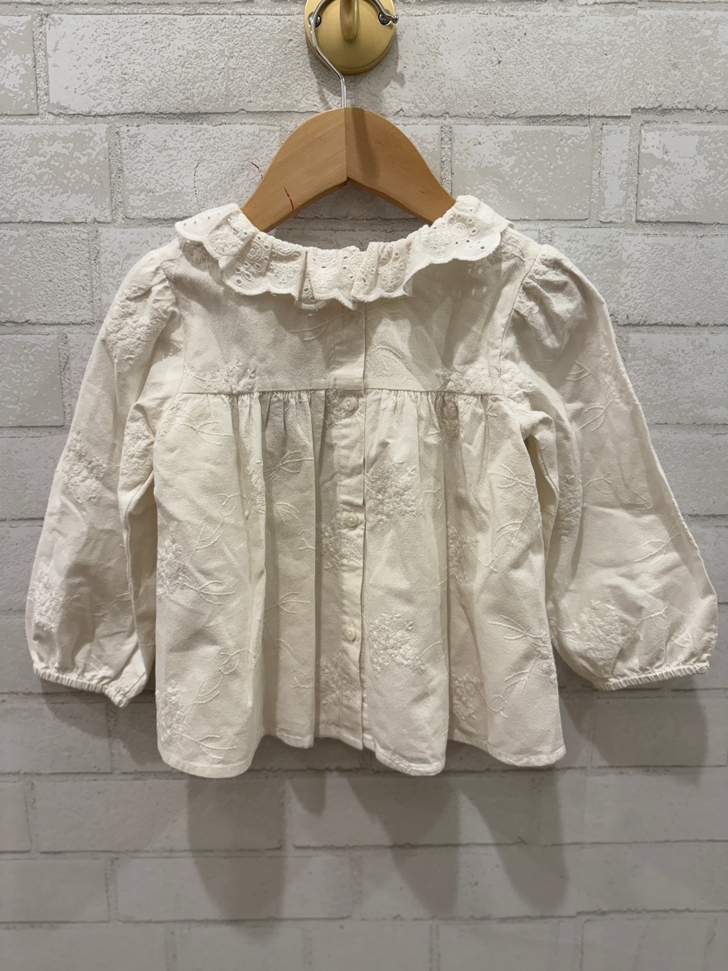 ZARA LS Embroidered Blouse/ 2-3Y