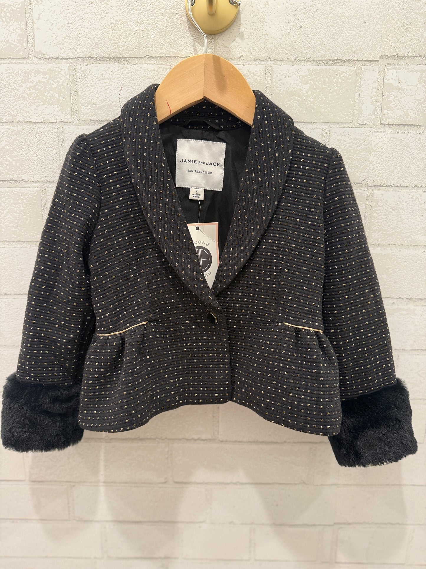 JANIE AND JACK LS Printed Jacket With Fur/ 3Y