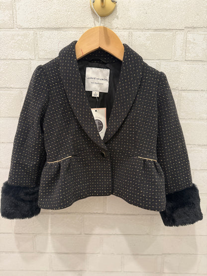 JANIE AND JACK LS Printed Jacket With Fur/ 3Y