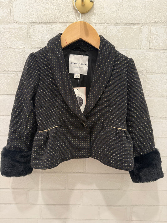 JANIE AND JACK LS Printed Jacket With Fur/ 3Y