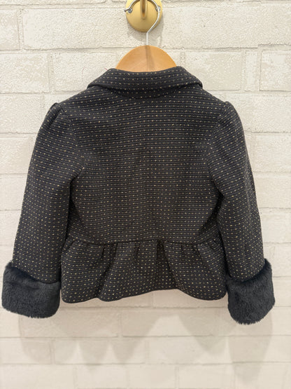 JANIE AND JACK LS Printed Jacket With Fur/ 3Y