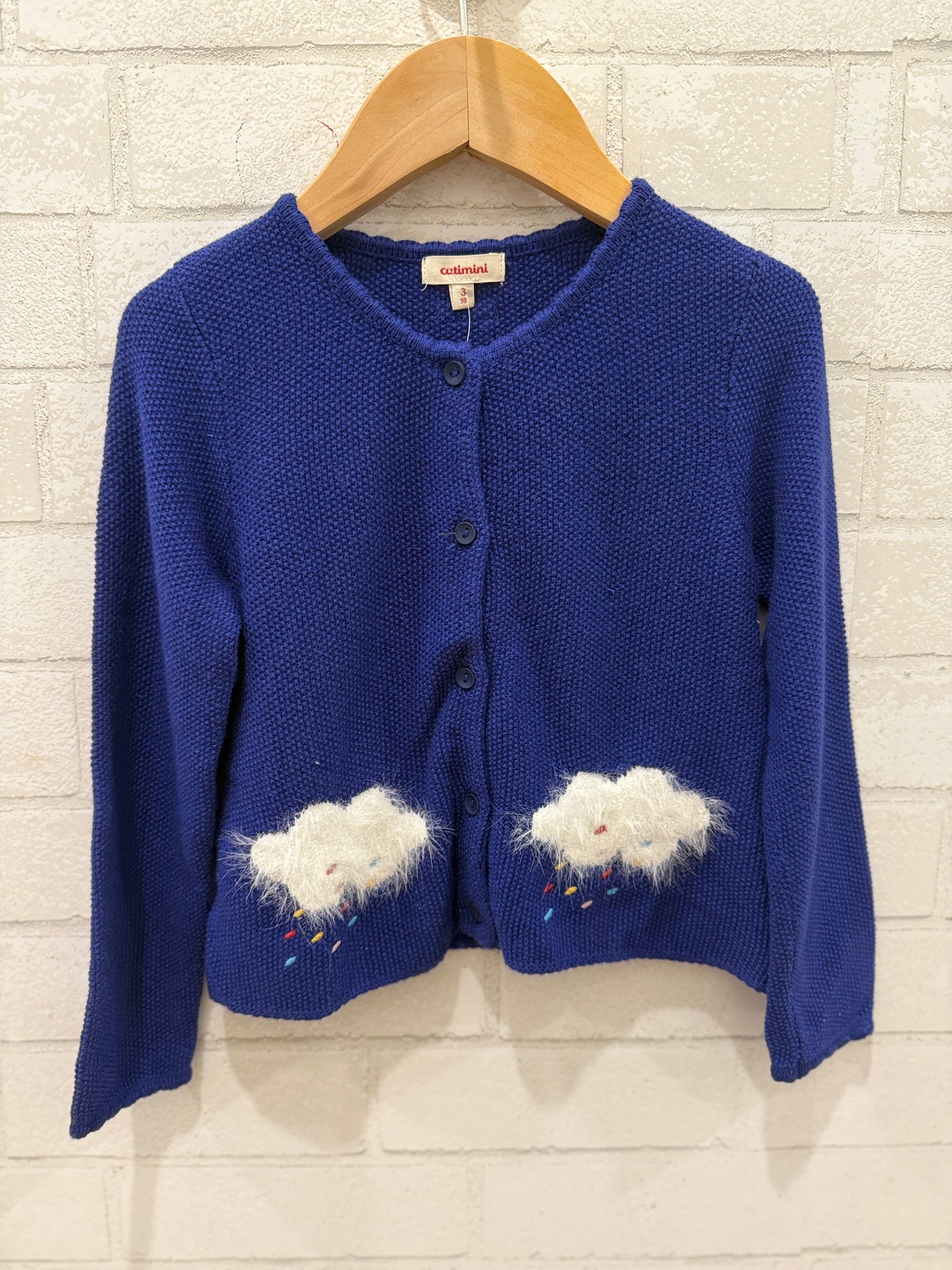 CATIMINI Button up Blue With Cloud Cardigan/ 3Y