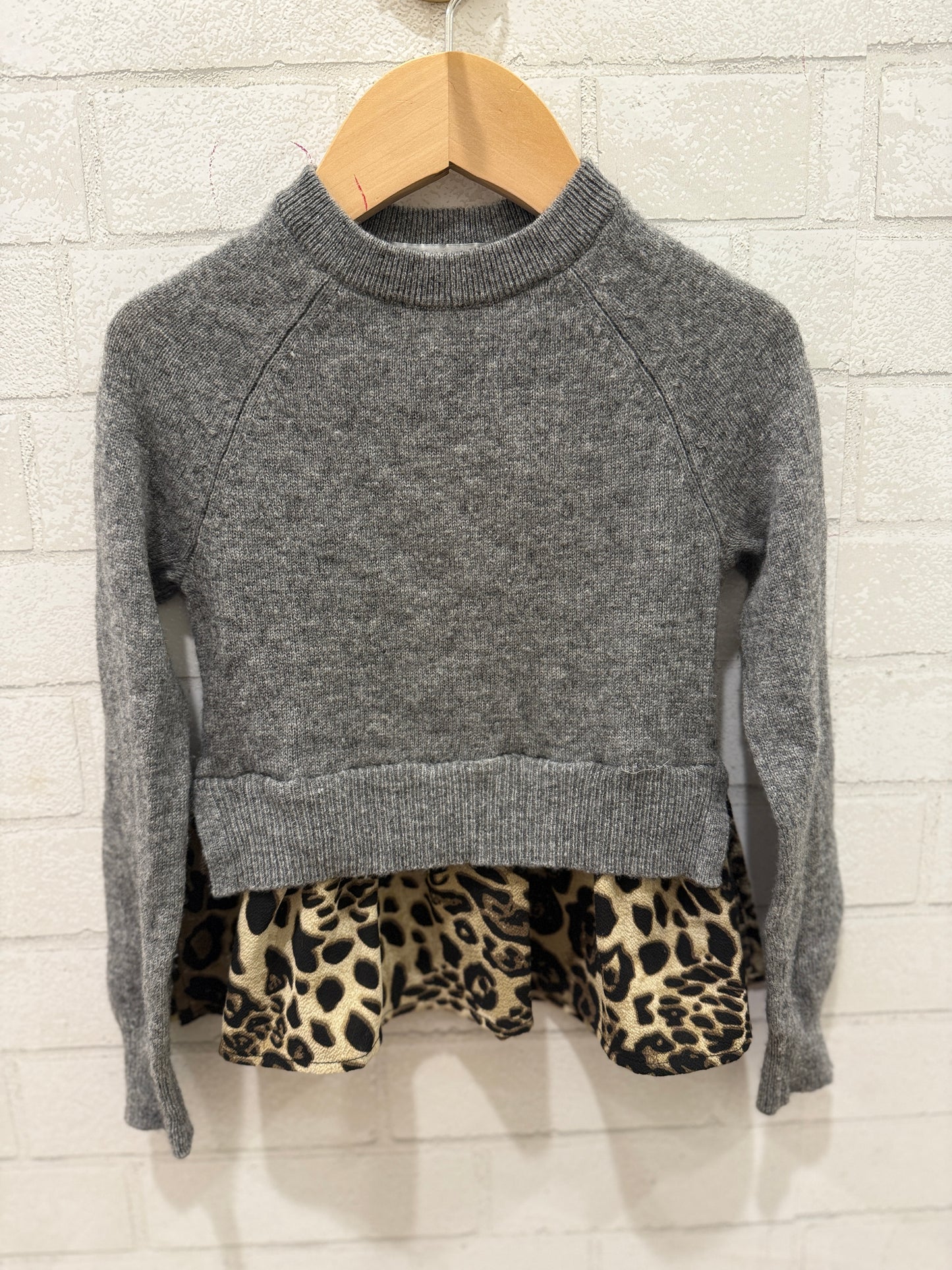 AUTUMN CASHMERE KIDS Wool Cardigan With Leopard/ 4-5Y