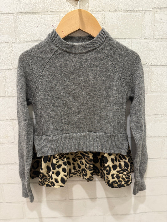 AUTUMN CASHMERE KIDS Wool Cardigan With Leopard/ 4-5Y