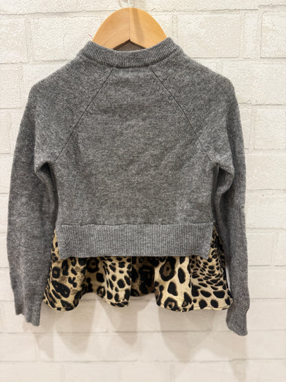 AUTUMN CASHMERE KIDS Wool Cardigan With Leopard/ 4-5Y