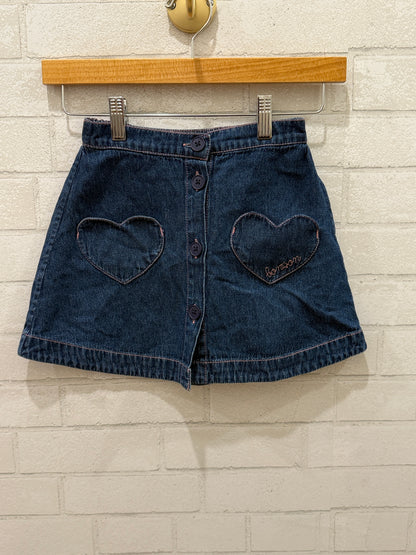BONTON Denim Skirt With 2 Heart Pockets / 8Y