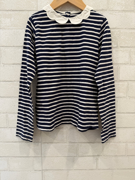 PETIT BATEAU Stripe Top with Collar / 10Y