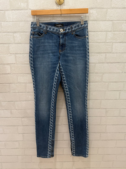 CHANEL Jeans Chain Link Pattern / S-EU36