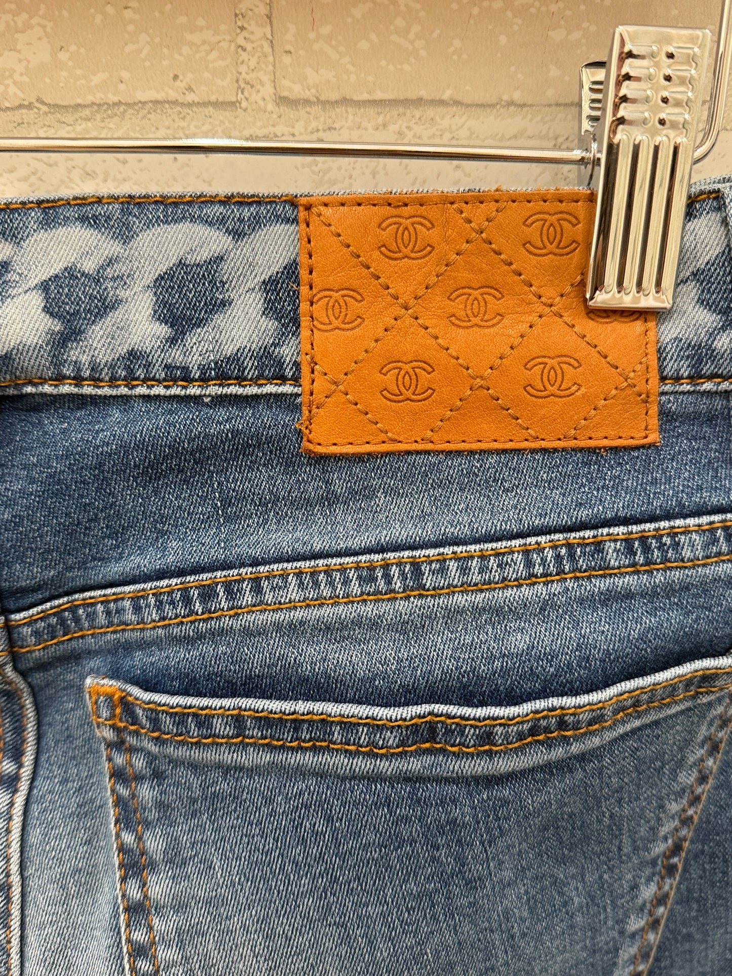 CHANEL Jeans Chain Link Pattern / S-EU36